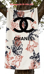 Chanel Black CC Logo Red Black Splatter Flannel Throw Blanket IMG_6868